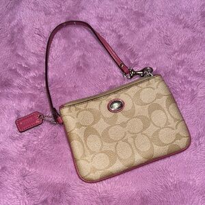 Coach Cream and Pink Clutch Signature Style